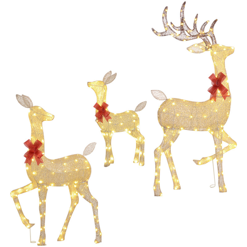 Multicolor Deer Christmas Decor Pack Of 6